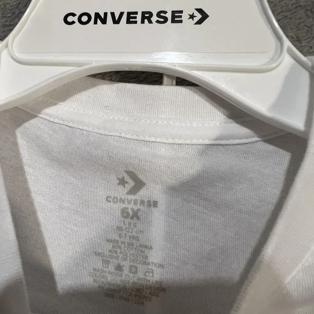 Converse Shirt Shorts Set Girls 6X White Pink All Star 2 Piece Graphic Outfit